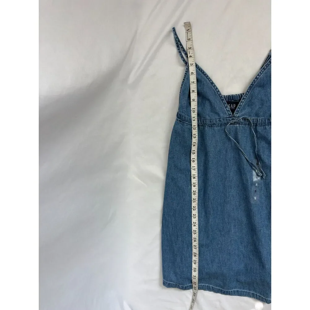 GAP NWT Denim Mini Dress Size S Tie Front Y2K 90s Classy Classic Summer Shift